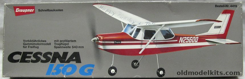Graupner Cessna 150G Free Flight Rubber Powered Airplane, 4419 plastic model kit